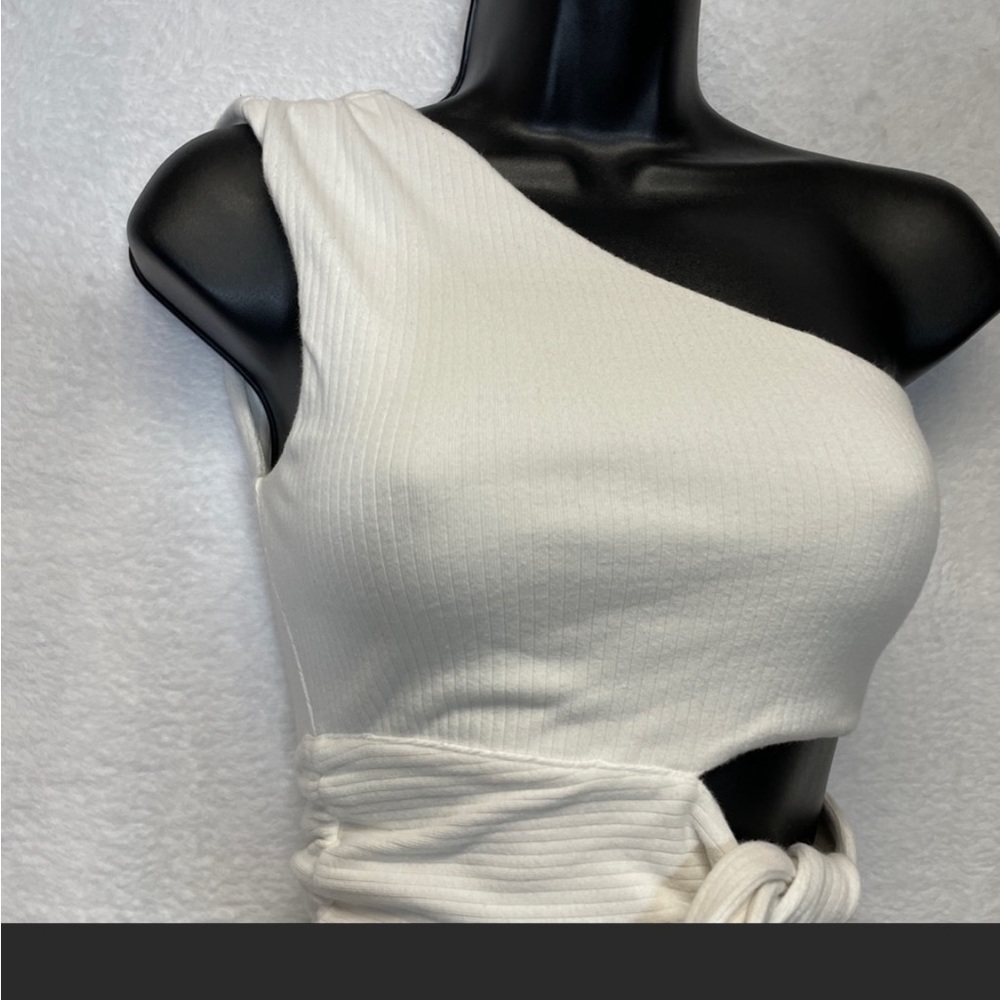 Lovers & Friends White One Shoulder Sleeveless Side Tie Crop Top Size XS